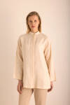 Bej Hakim Yaka Keten Gömlek 