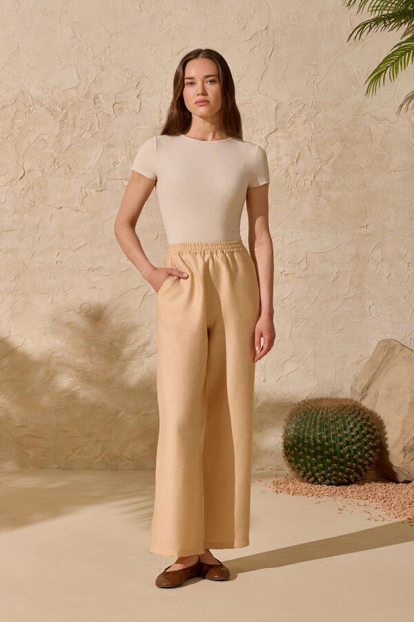 Bej Kemerli Pantolon - 3