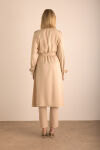 Bej Keten Karışımlı Dokuma Trençkot - 6