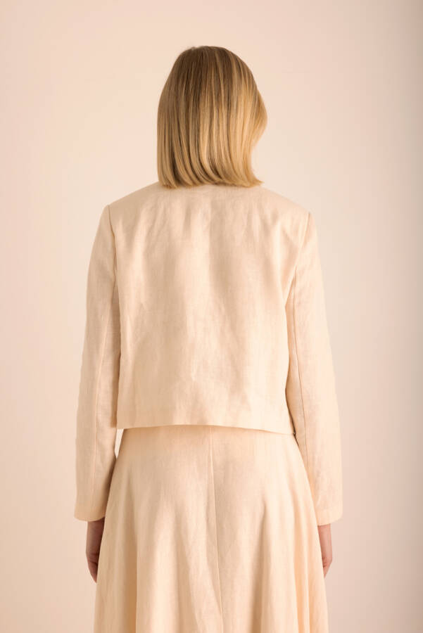 Bej Keten Kısa Ceket - 6