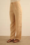 Bej Klasik Tencel Keten Pantolon - 5
