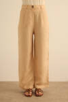 Bej Klasik Tencel Keten Pantolon - 3