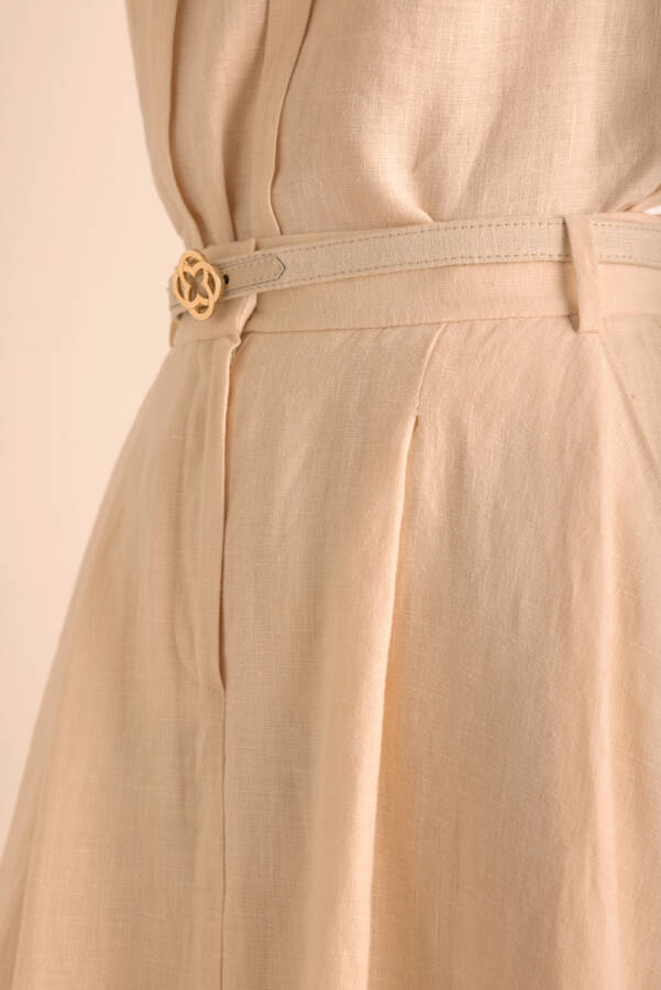 Bej Kloş Keten Etek - 4