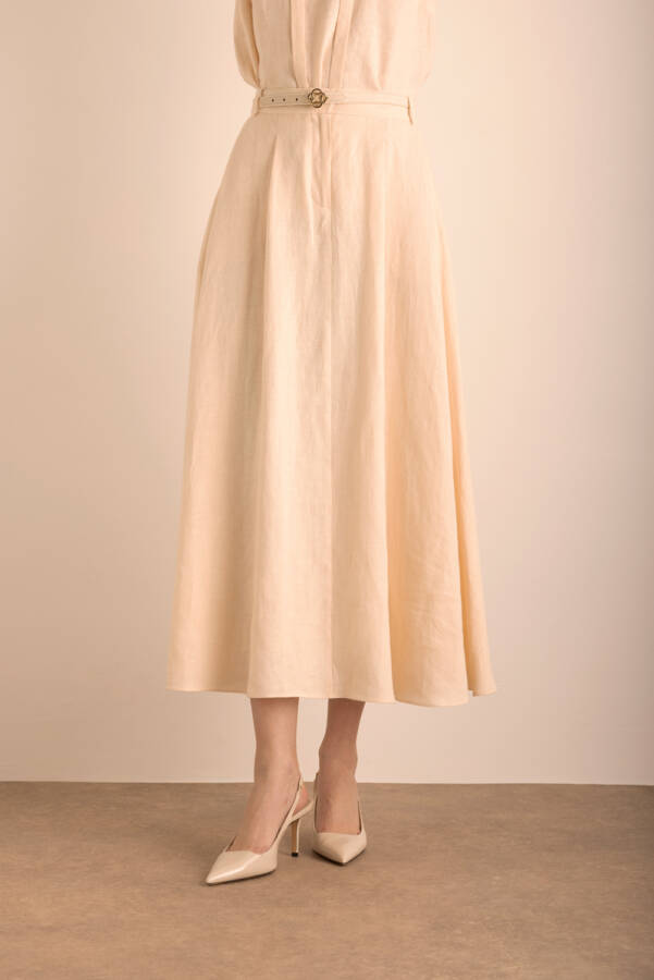 Bej Kloş Keten Etek - 6