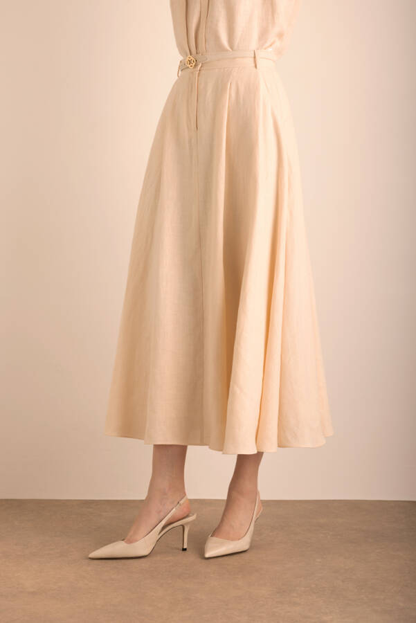 Bej Kloş Keten Etek - 5