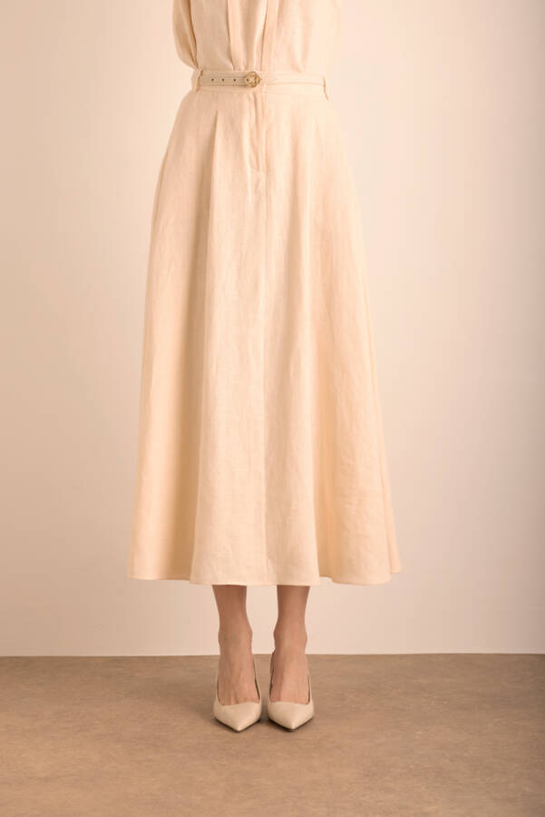 Bej Kloş Keten Etek - 3