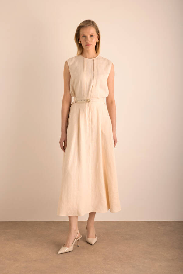 Bej Kloş Keten Etek - Aker (1)