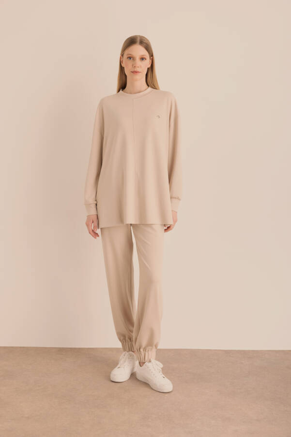 Bej Kup Detaylı Sweatshirt - Aker (1)