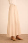Bej Kup Detaylı Vıscon Keten Karışımlı Etek - 4