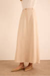 Bej Kup Detaylı Vıscon Keten Karışımlı Etek - 5