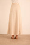 Bej Kup Detaylı Vıscon Keten Karışımlı Etek - 7