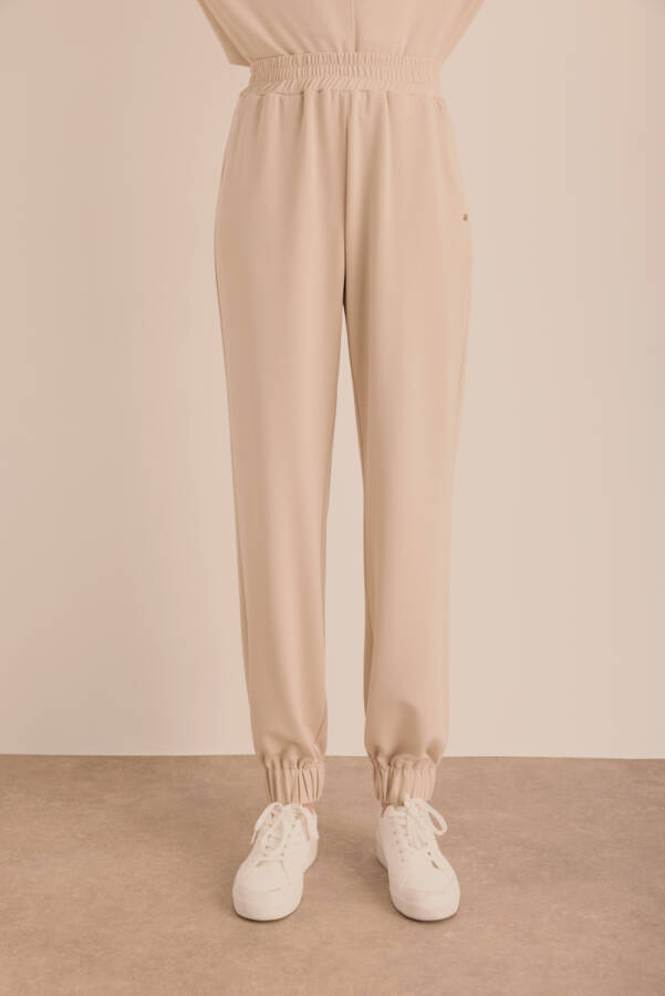 Bej Logo Detaylı Jogger Eşofman Altı - 2