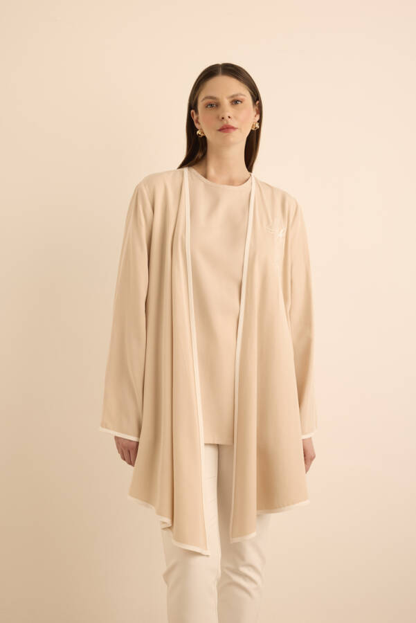 Bej Nakış ve Biyeli Tencel Tweenset - 3