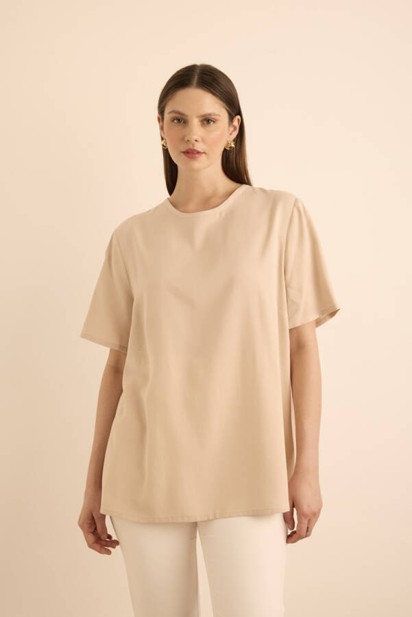 Bej Nakış ve Biyeli Tencel Tweenset - 4