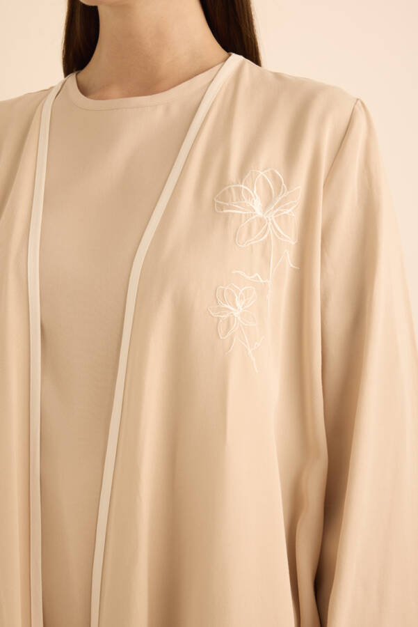 Bej Nakış ve Biyeli Tencel Tweenset - 6