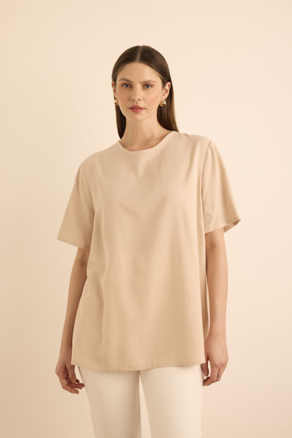 Bej Nakış ve Biyeli Tencel Tweenset - 4