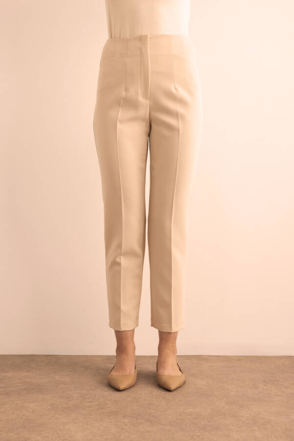 Bej Önü Cep Detaylı Dokuma Pantolon - Aker (1)