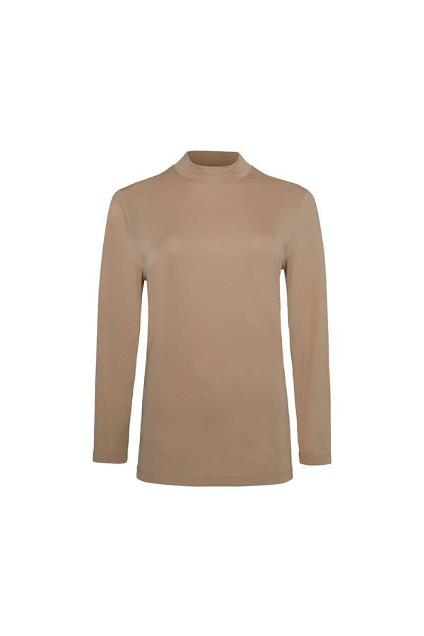 Bej Örme Basic Bluz - 1