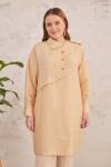 Bej Oversize Keten Tunik - 3