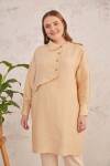 Bej Oversize Keten Tunik - 4