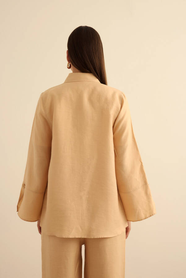 Bej Rahat Form Tencel Keten Tunik - 7