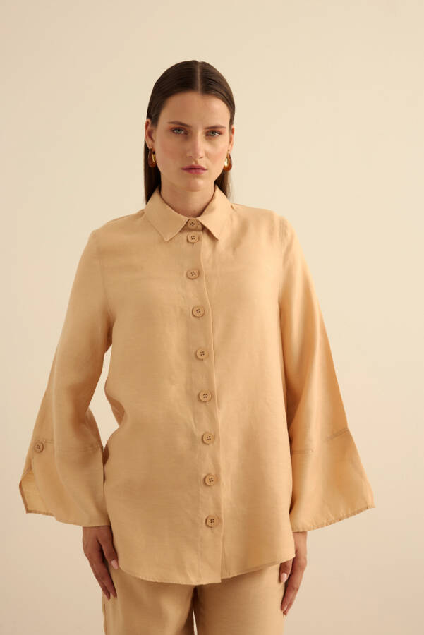 Bej Rahat Form Tencel Keten Tunik - Aker (1)