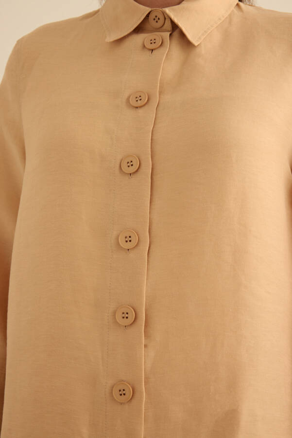 Bej Rahat Form Tencel Keten Tunik - 6