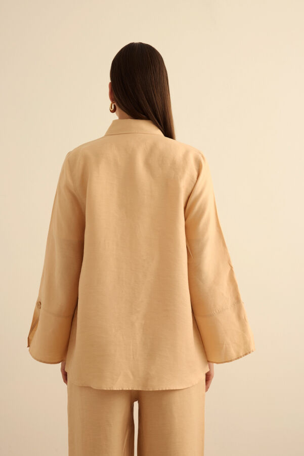 Bej Rahat Form Tencel Keten Tunik - 7