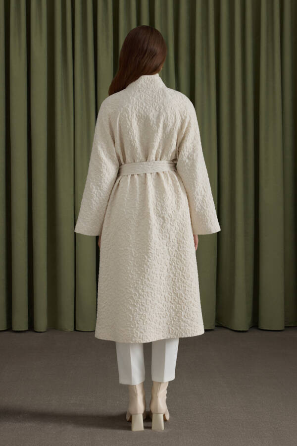 Bej Şal Yaka Kapitone Mont - 5