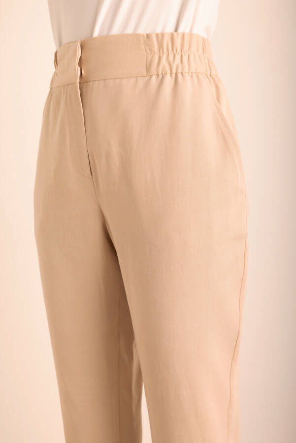 Bej Tencel Cotton Pantolon - 4
