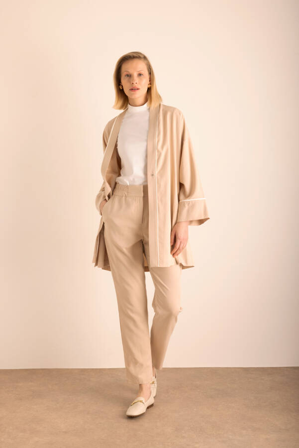 Bej Tencel Cotton Pantolon - 1