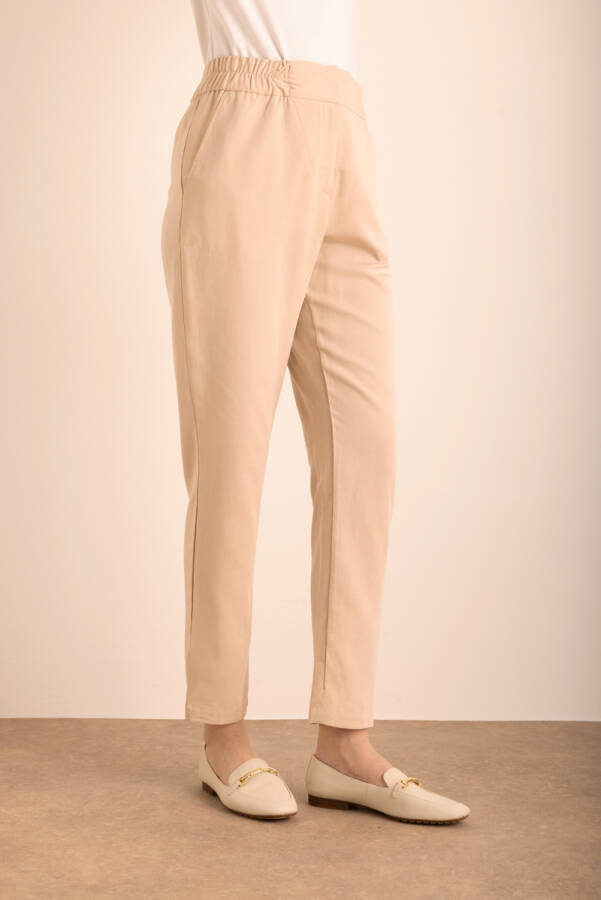 Bej Tencel Cotton Pantolon - 5
