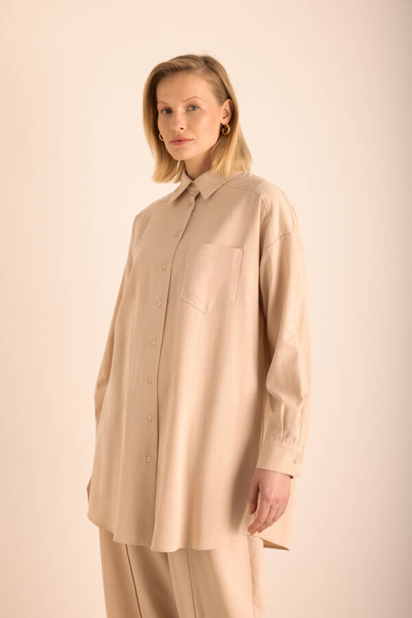 Bej Tencel Cotton Tunik - 1