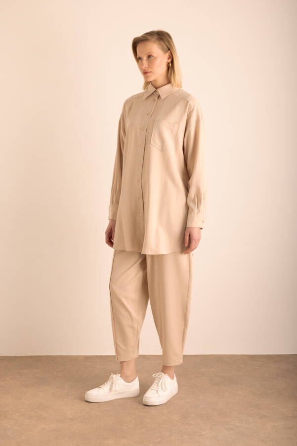 Bej Tencel Cotton Tunik - 4