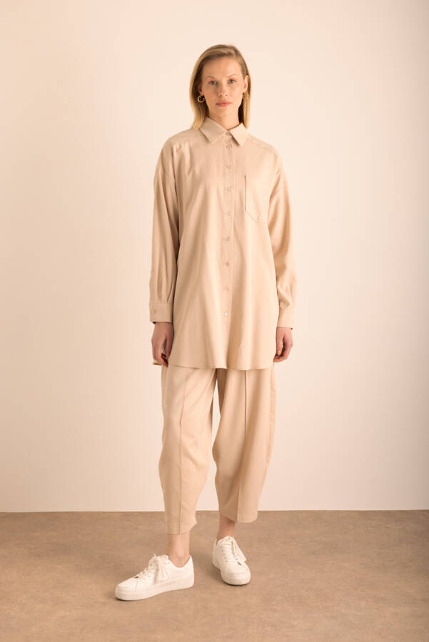 Bej Tencel Cotton Tunik - 2