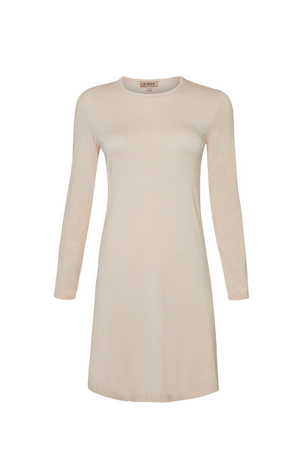 Bej Uzun Kollu Bisiklet Yaka Tunik - Aker