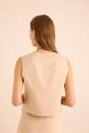 Bej Vıscon Keten Karışımlı Yelek - 7