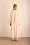 Bej Yanları Yırtmaçlı Keten Pardösü - 6