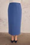 İndigo Beli Lastikli Düz Kesim Etek - 5