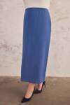 İndigo Beli Lastikli Düz Kesim Etek - 7