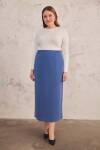 İndigo Beli Lastikli Düz Kesim Etek - 1