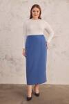 İndigo Beli Lastikli Düz Kesim Etek - 3