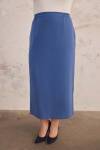 İndigo Beli Lastikli Düz Kesim Etek - 6