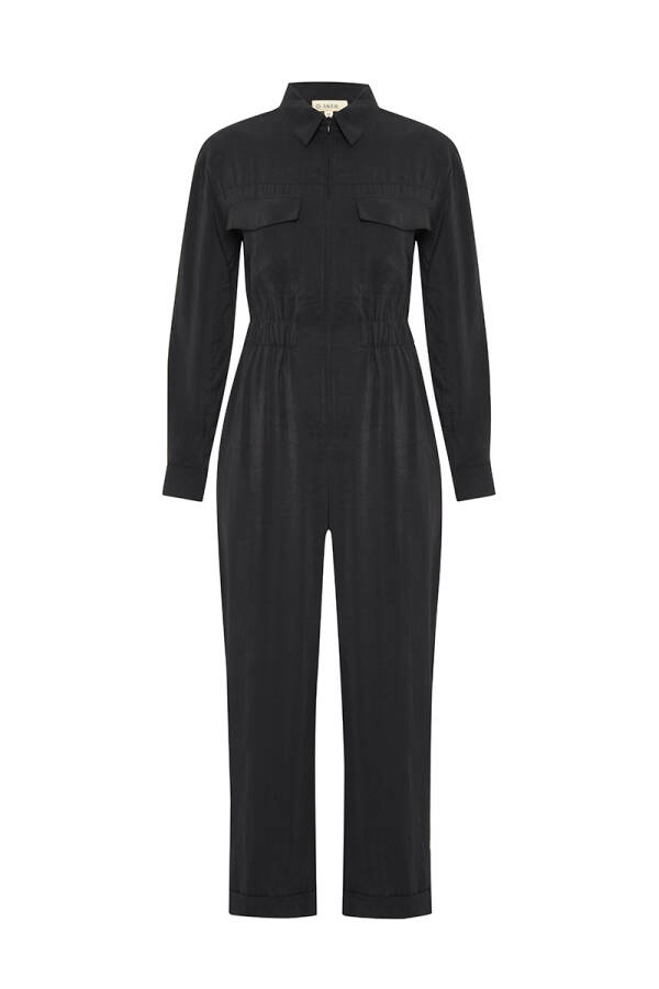 Siyah Beli Lastikli Tulum - 1