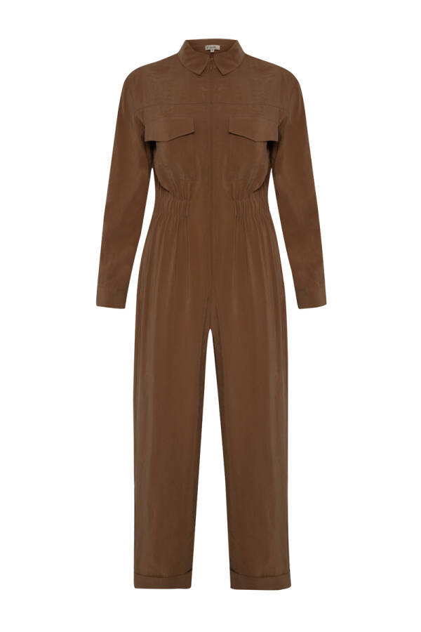 Kahverengi Beli Lastikli Tulum - 1