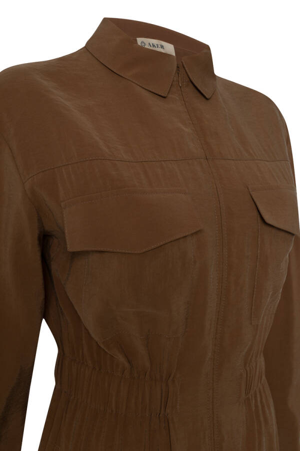 Kahverengi Beli Lastikli Tulum - 3