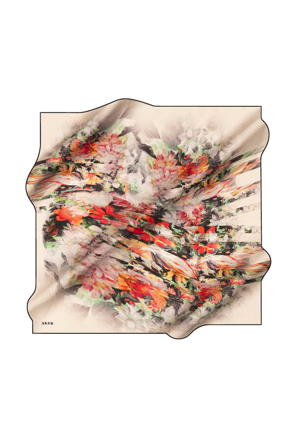 Beyaz 90X90 İpek Krep Saten Eşarp - 1