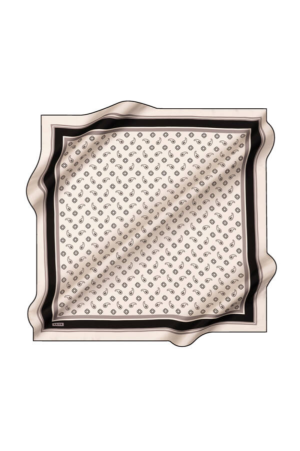 Beyaz 90X90 İpek Krep Saten Eşarp - 1