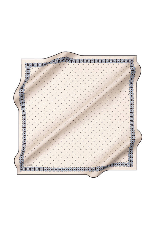Beyaz 90X90 İpek Krep Saten Eşarp - 1