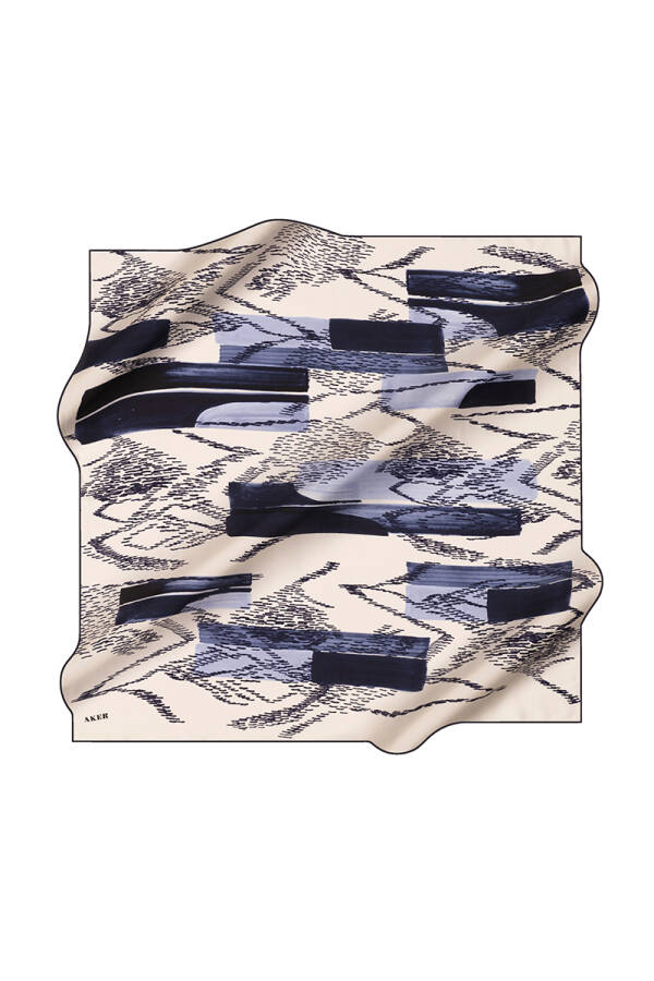 Beyaz 90X90 İpek Krep Saten Eşarp - 1